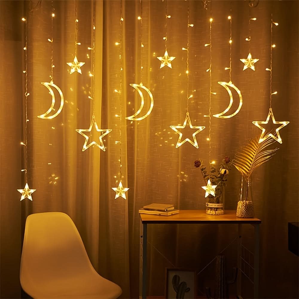 138 LED Solar Curtain Lights, Remote Control