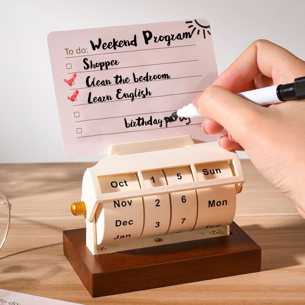 Wooden Desk Calendar with Memo Pad