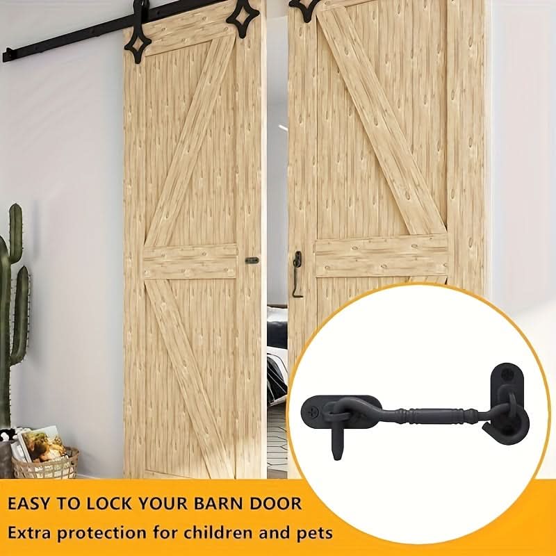 Premium Heavy-Duty Metal Sliding Barn Door Hook Latch