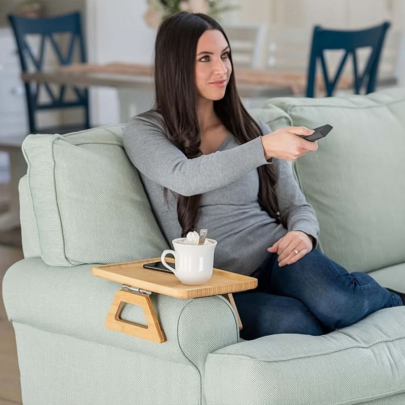 Clip-On Couch Arm Tray – Portable Sofa Side Table for Drinks, Snacks & Remote
