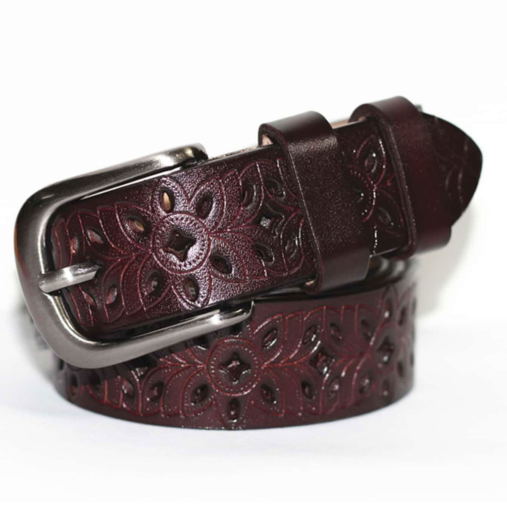 Vintage Hollow PU Leather Belt for Men & Women – Adjustable Metal Buckle
