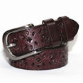 Vintage Hollow PU Leather Belt for Men & Women – Adjustable Metal Buckle