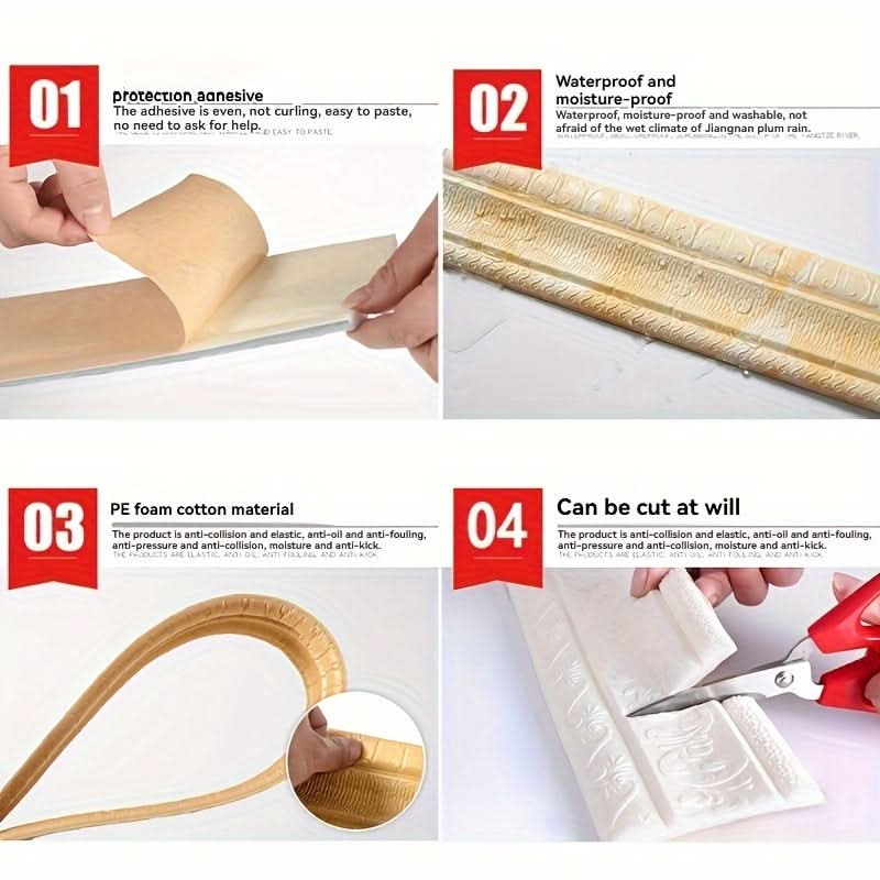 Cycleader 3D Vintage European Self-Adhesive Skirting Line