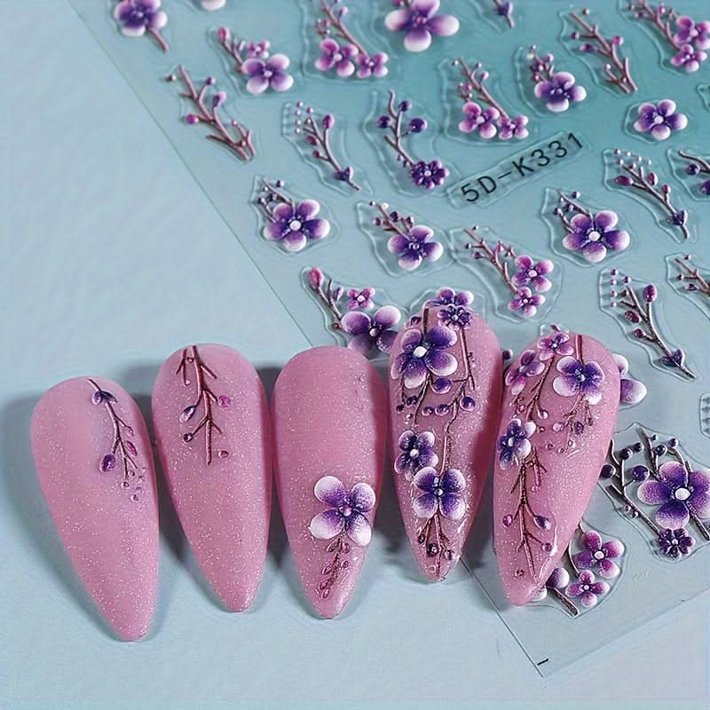 3-Piece 5D Embossed Nail Stickers Set