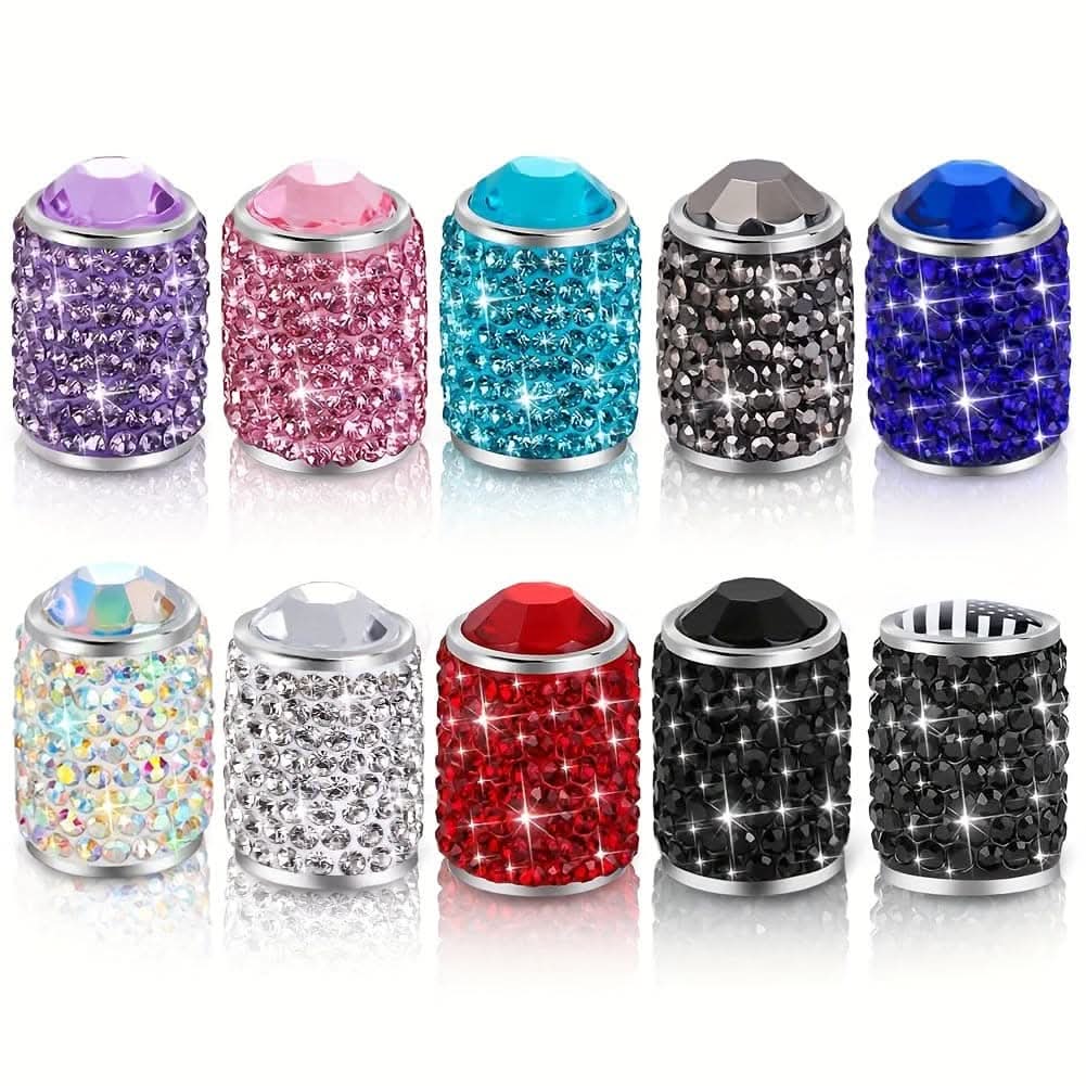 4pcs Bling Tire Valve Caps – Crystal Rhinestone Car Wheel Stem Covers
