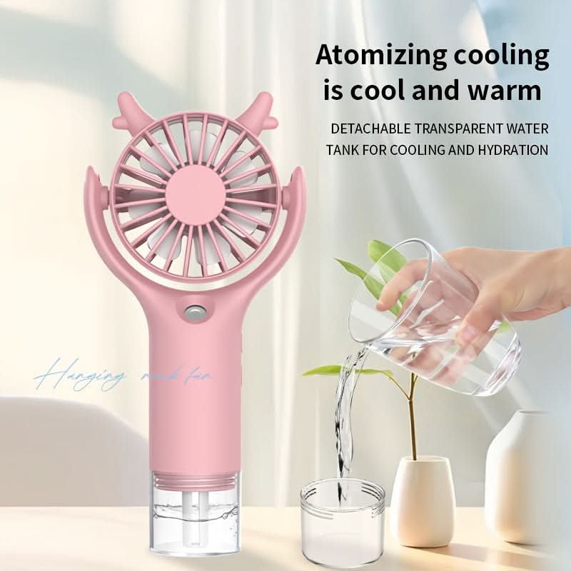 USB Rechargeable Spray Fan – Portable Handheld Misting Fan with Strap