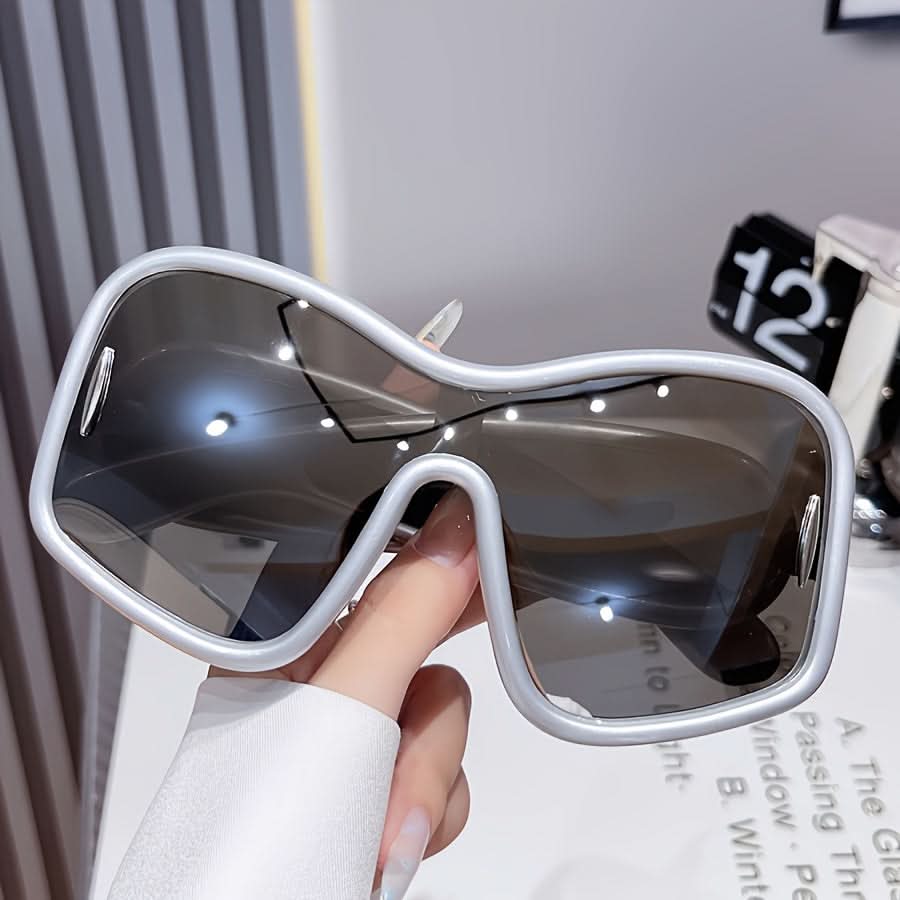 Oversized Square Frame Reflective Lens Glasses