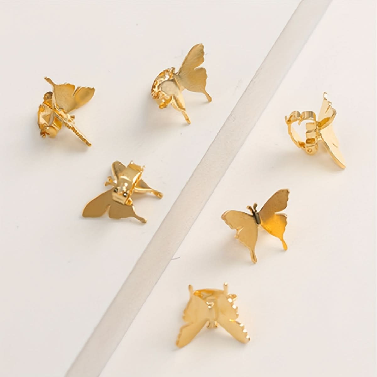 6pcs Golden Butterfly Hair Rings Set