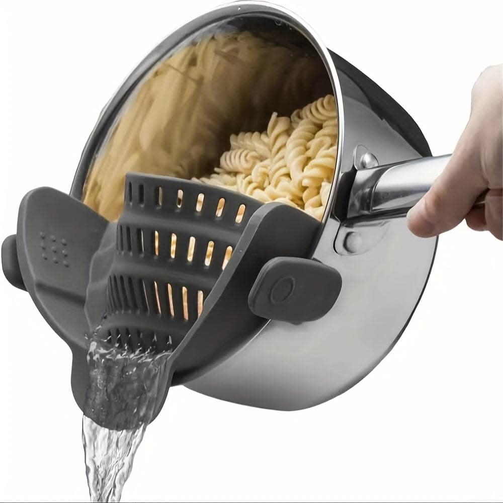 Adjustable Silicone Pot Strainer – Clip-On Kitchen Tool for Pots, Pans, and Bowls