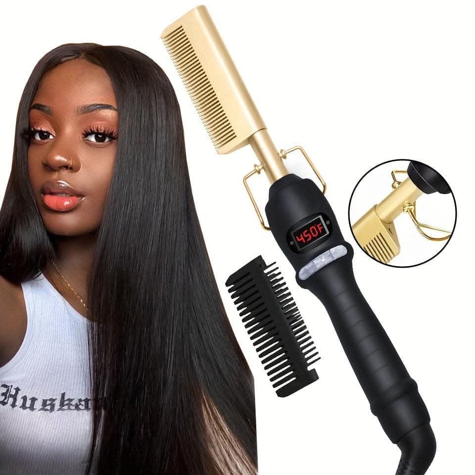 Electric Hot Comb with Digital Display – Hair Straightener