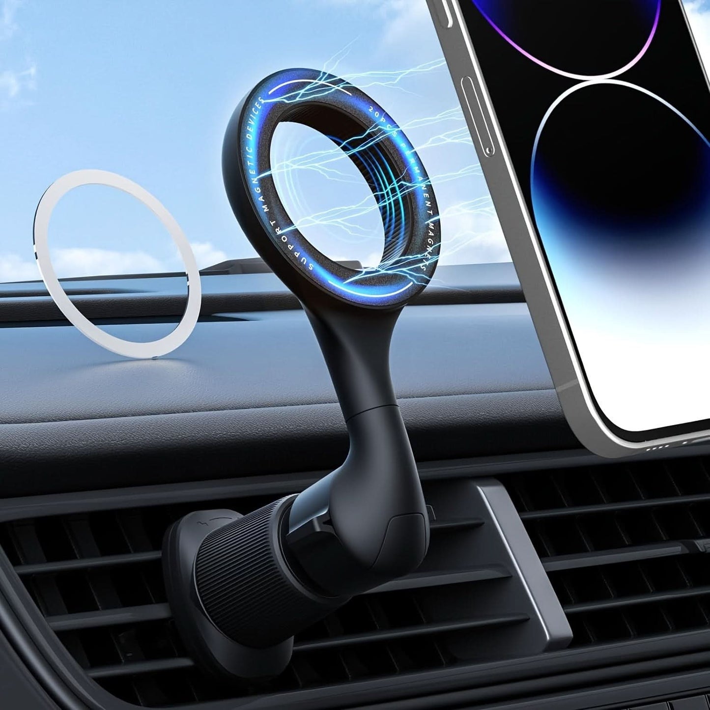 360° Rotatable Magnetic Car Phone Holder – Adjustable Air Vent Mount
