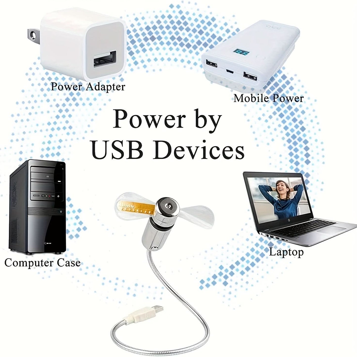 Compact USB Clock Fan with LED Display