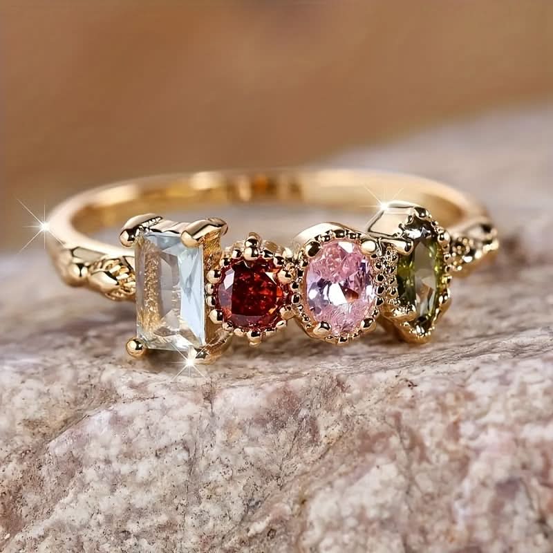 Radiant Ladies Multicolor Gemstone Ring