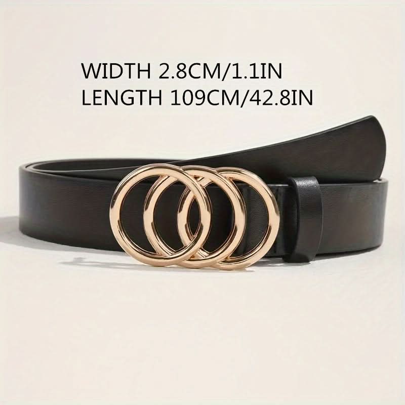 Men's Sporty Faux Leather Double Buckle Belt