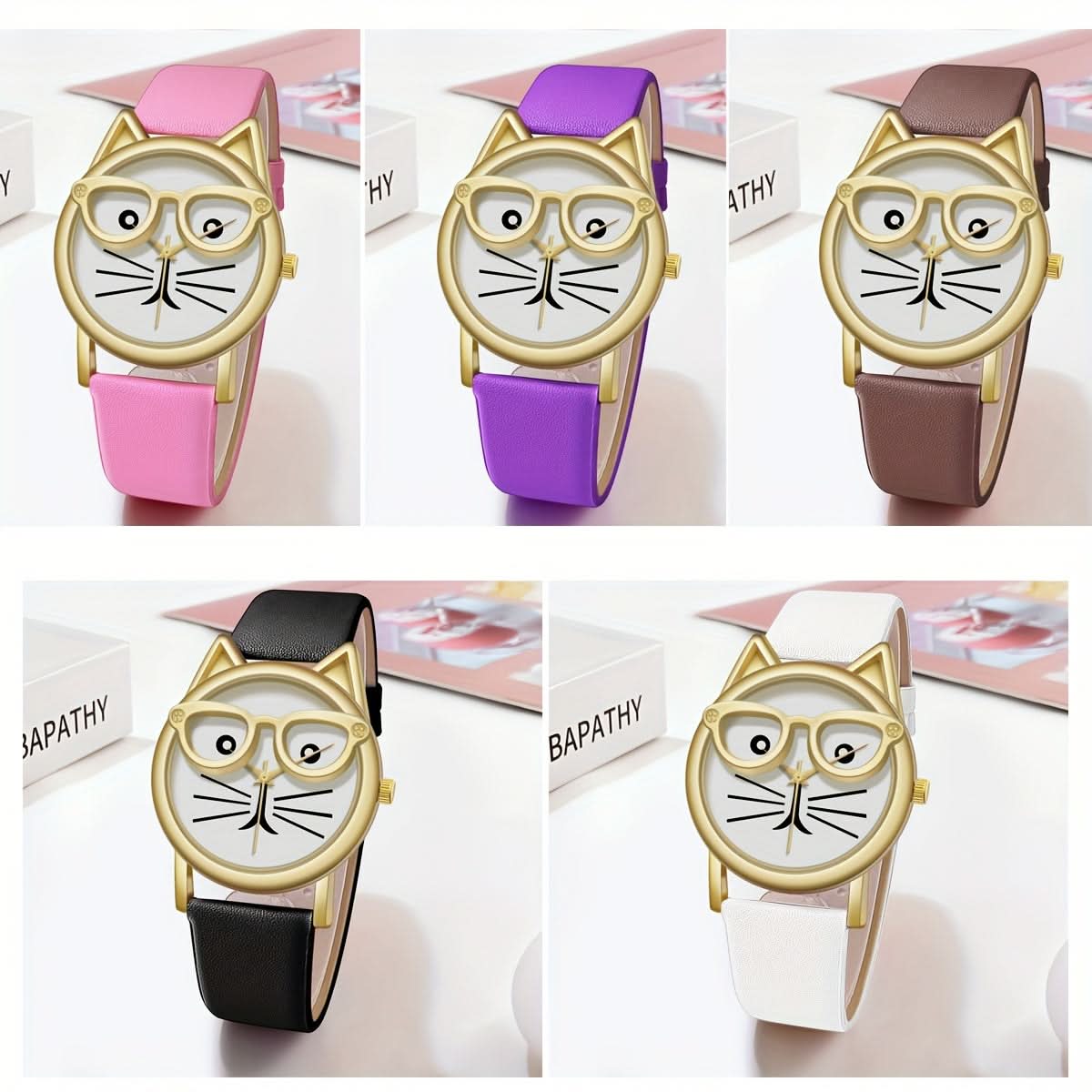 Cute Cat Minimalist Quartz Watch - Faux Leather Strap