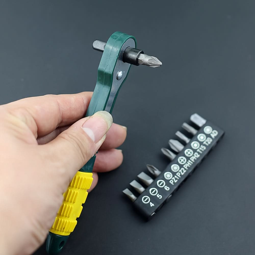 Mini Ratchet Wrench With 10 Screwdriver Bits