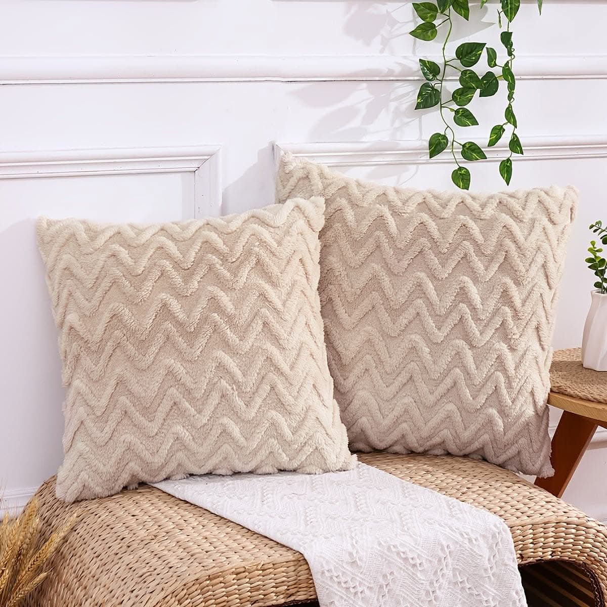 2-Piece Contemporary Knit Geometric Throw Pillow Covers