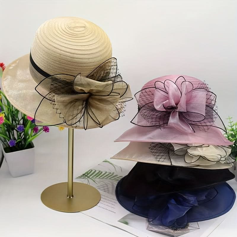 Women’s Floral Jacquard Sun Hat – Spring/Summer Visor with Elastic Fit & Drawstring