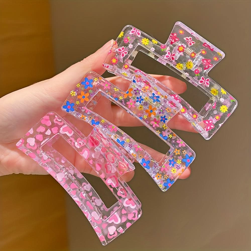 3-Pack Heart-Shaped Resin Hair Clips