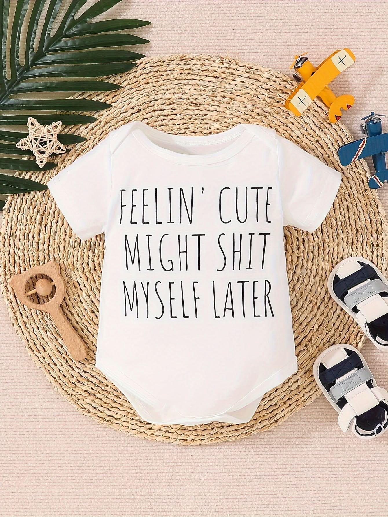 Baby Boy Fellin Cute Print Bodysuit – Comfy Short Sleeve Onesie