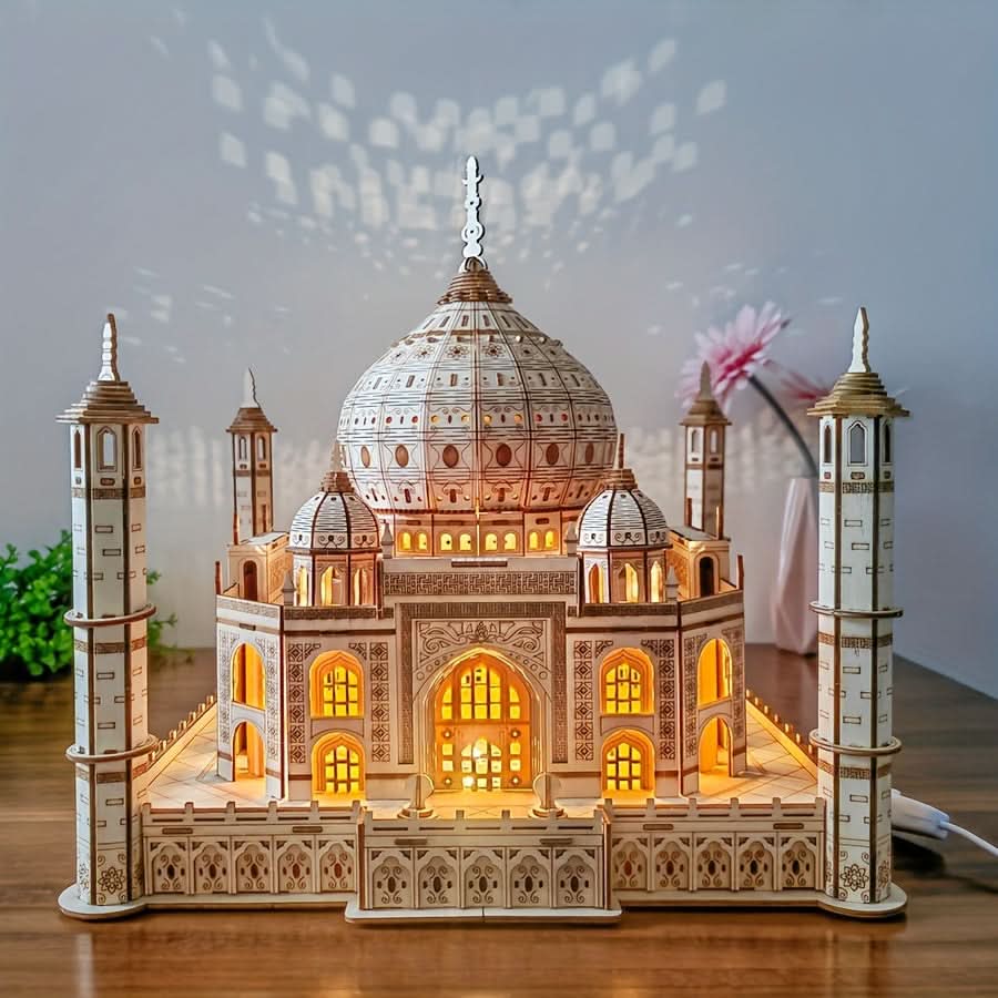 3D Wooden Villa Puzzle with LED Lights - DIY Smart Home Decor Kit