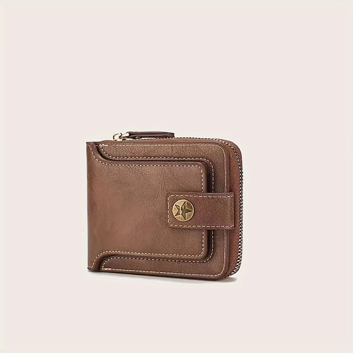 Stylish Men's Tree Pattern Wallet with Zipper Closure