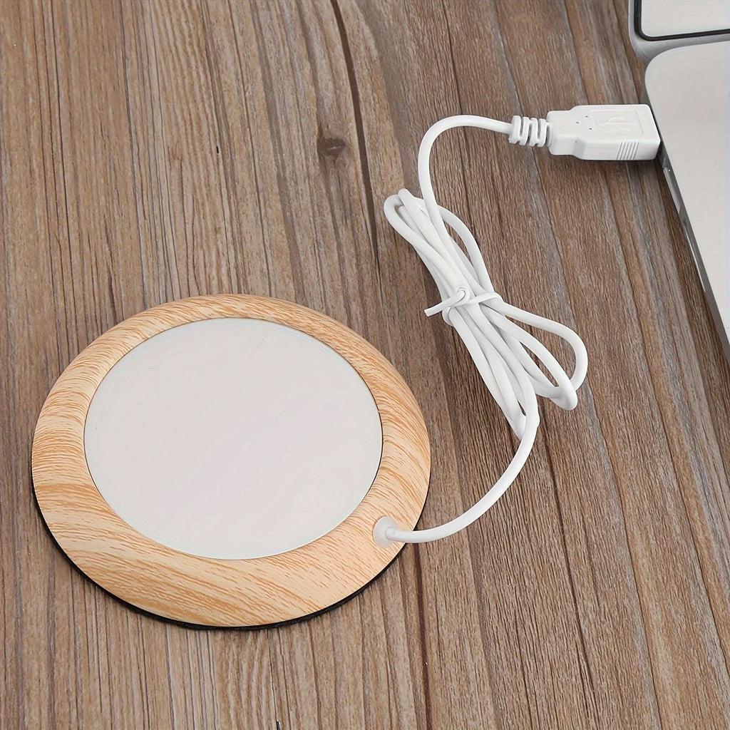 USB Wood Grain Coffee Mug Warmer Pad