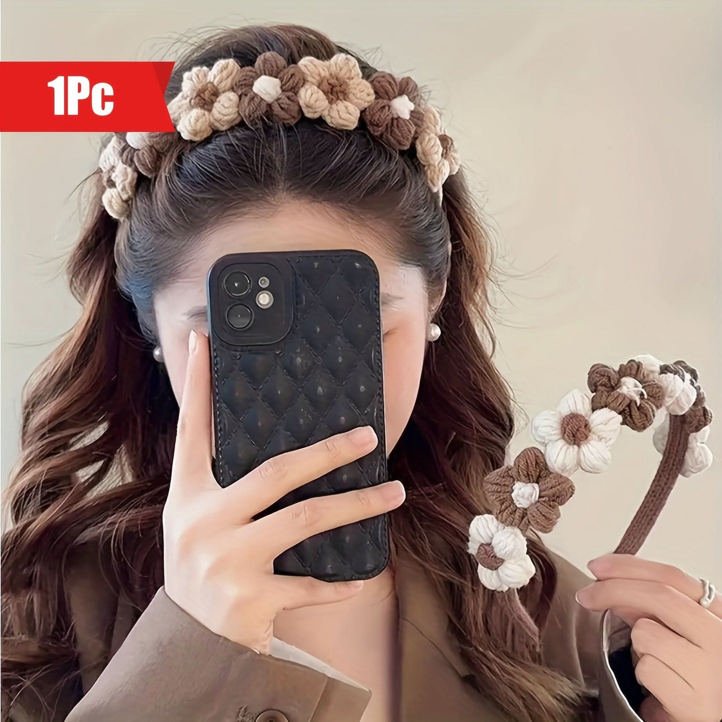 Charming Floral Knitted Headband for Women