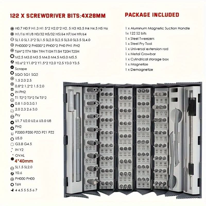 128-in-1 Magnetic Precision Screwdriver Set for Electronics