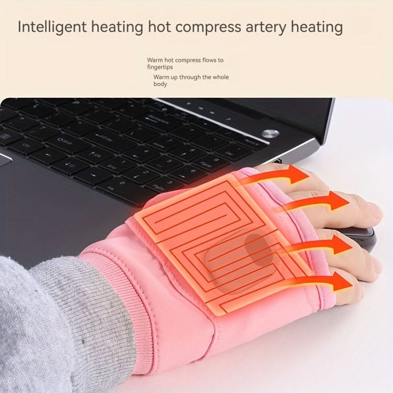 USB Heated Hand Warmer Gloves with 3-Level Control