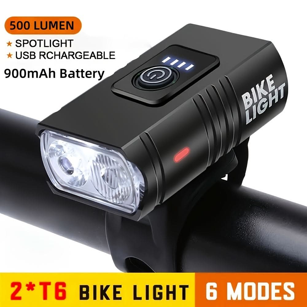USB Rechargeable LED Bike Headlight – 6 Modes