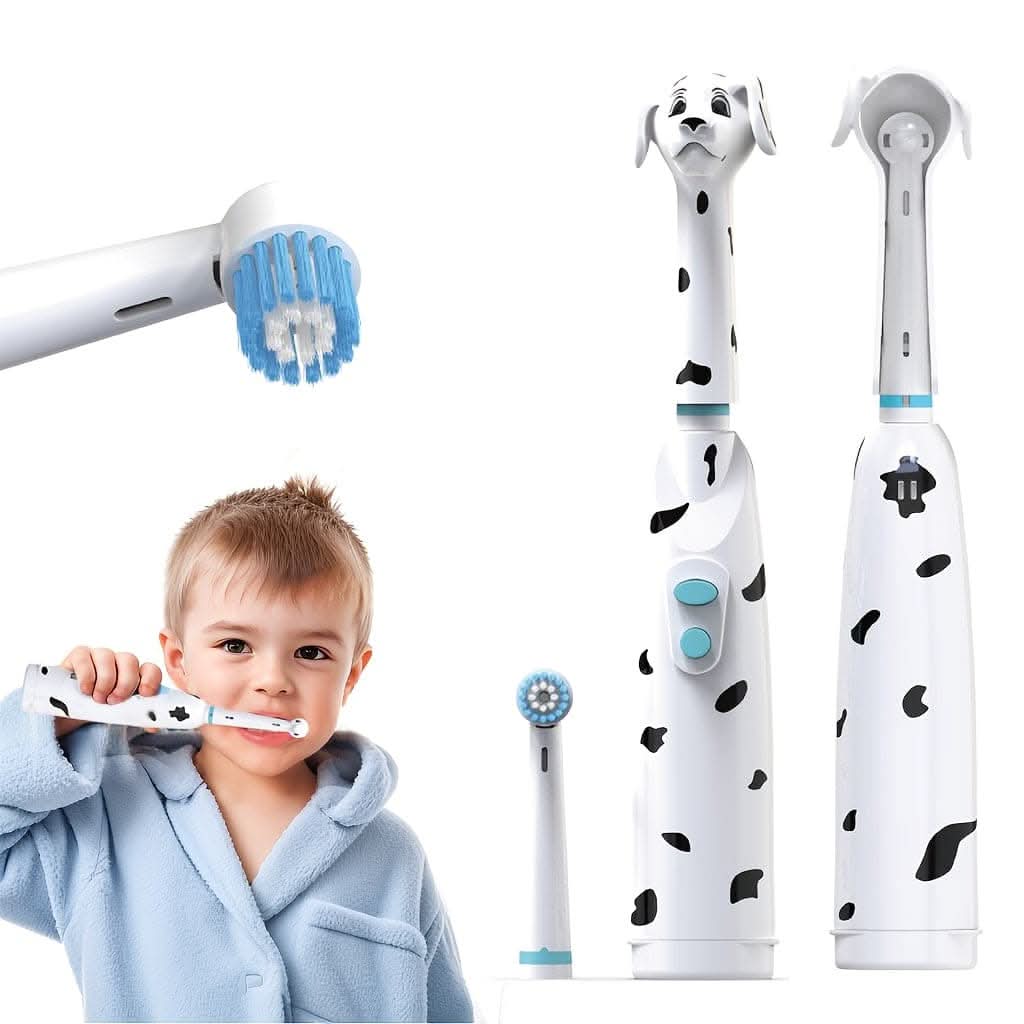 Cartoon Character Electric Toothbrush for Kids – Battery Powered, Soft Bristles