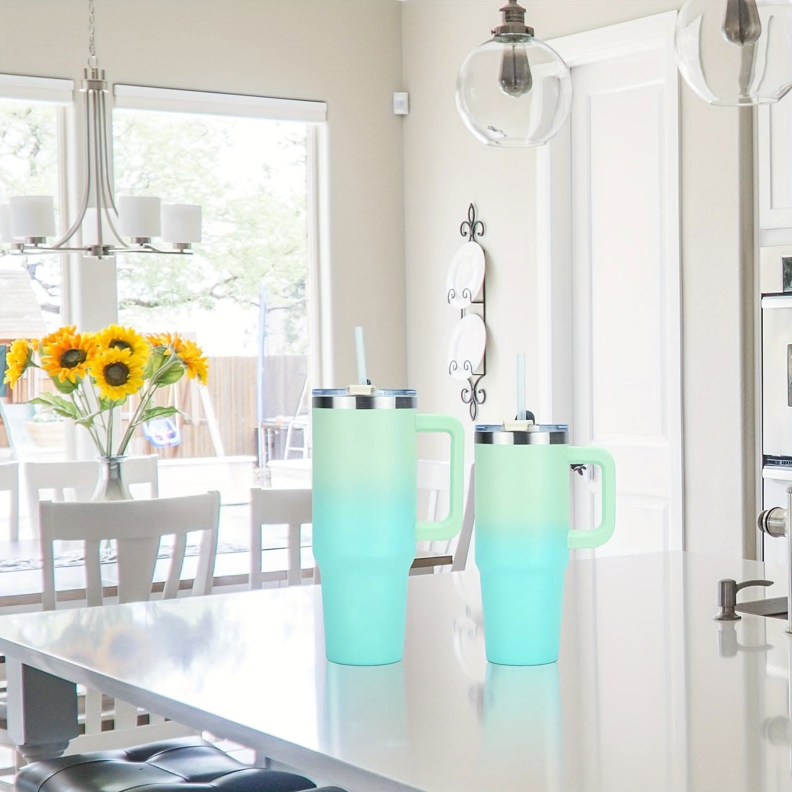 Stainless Steel Tumbler with Handle & Straw