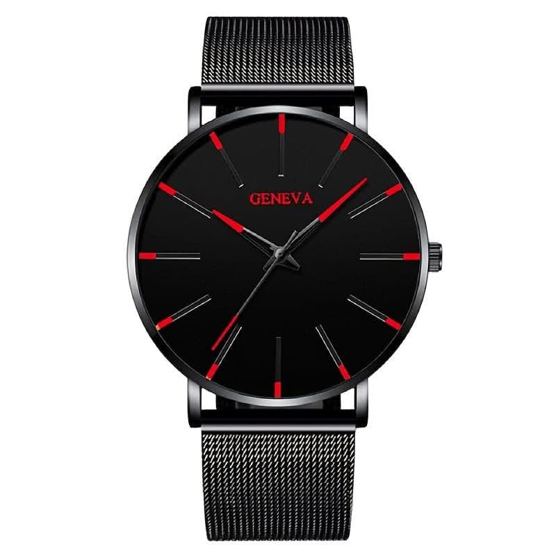 Minimalist Men's Fashion Ultra Thin Watch with Stainless Steel Mesh Belt