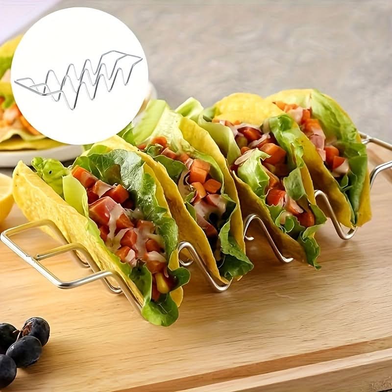 Stainless Steel Taco Holder Rack, 4-Slot Stand
