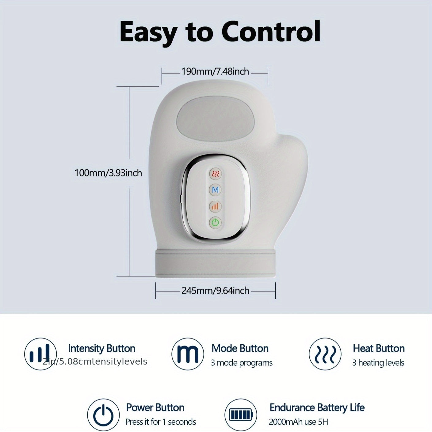 Heated Hand Massager with Compression – 3 Massage Modes, 4 Heat Levels, Palm Rollers for Pain & Numbness Relief
