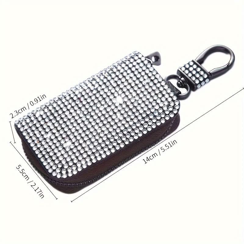 Rhinestone Car Key Case – PU Leather, Sparkling Protection
