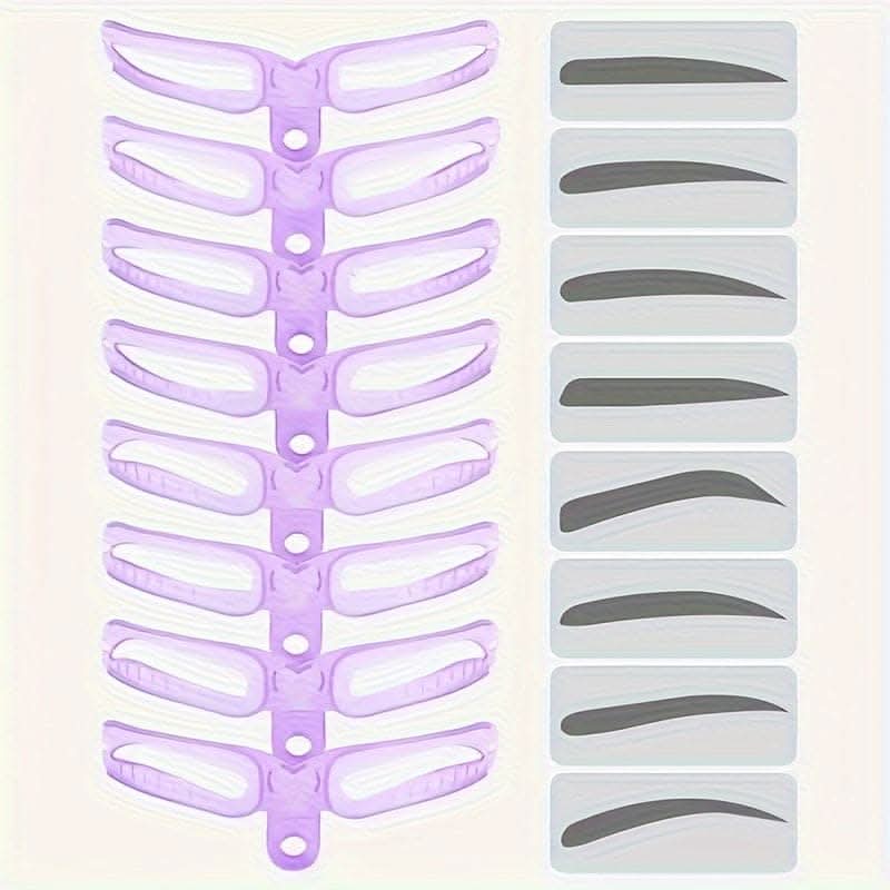 8pc Eyebrow Shaping Template Kit With Handle - For Perfectly Shaped Brows