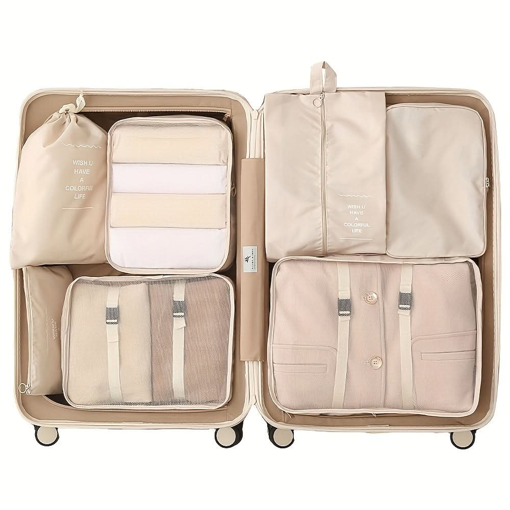 7-Piece Large Capacity Travel Organizer Set - Nylon Packing Cubes