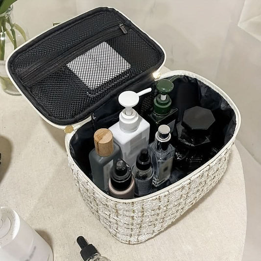 Fancy Tweed Cosmetic Zipper Bag