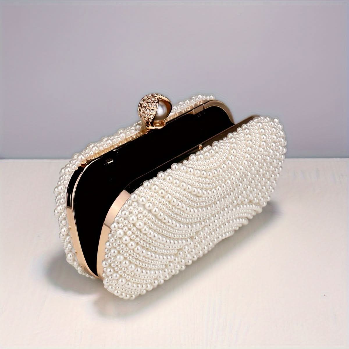 Beaded Evening Clutch with Faux Pearls