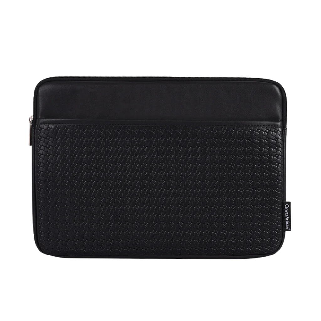 Woven Textured Laptop Sleeve – Shock-Resistant PU Case (11"-15" Inches)