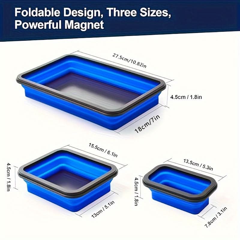 3-Piece Magnetic Silicone Tray Set for Tools