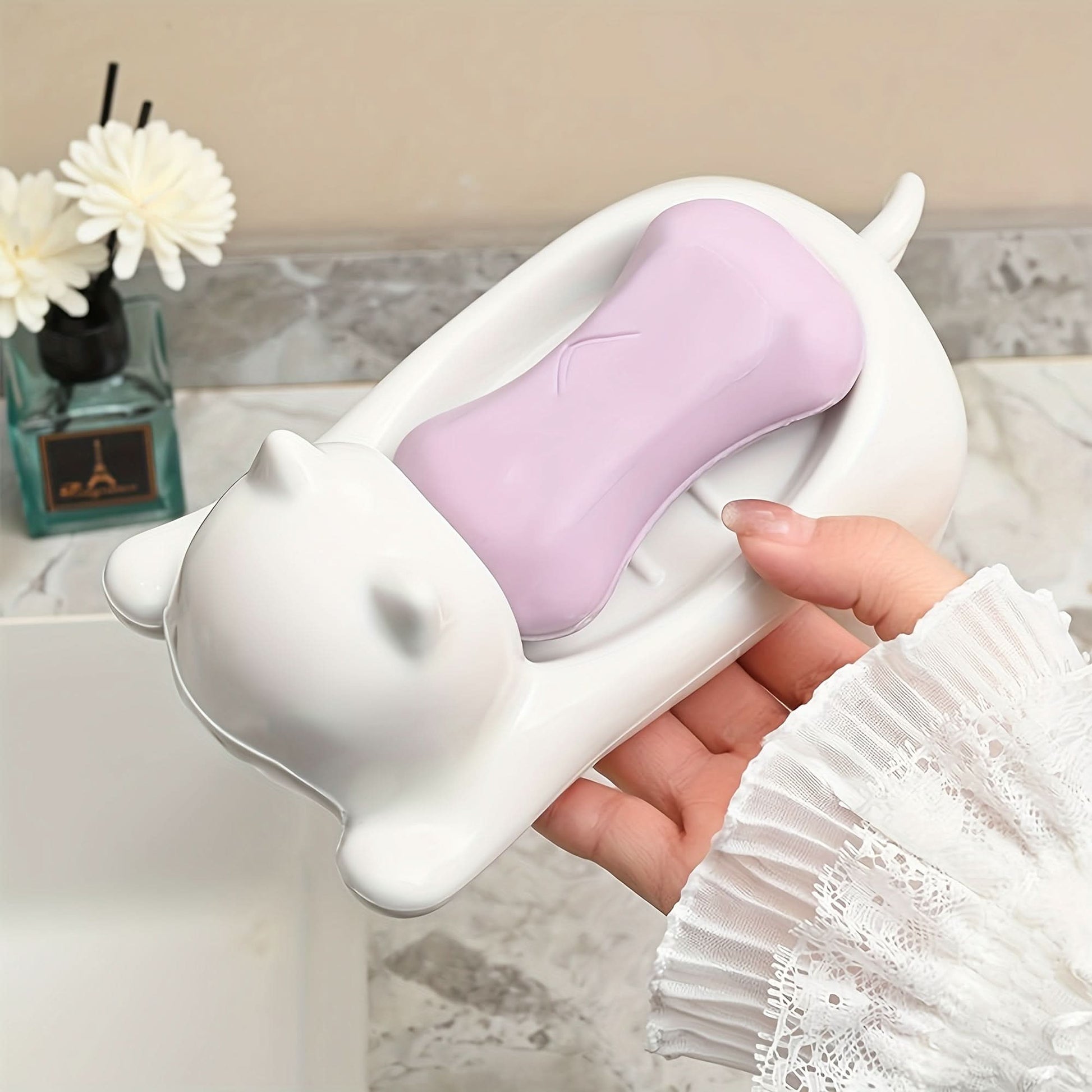Cat-Shaped Soap Dishes – Self-Draining Plastic Soap Holders