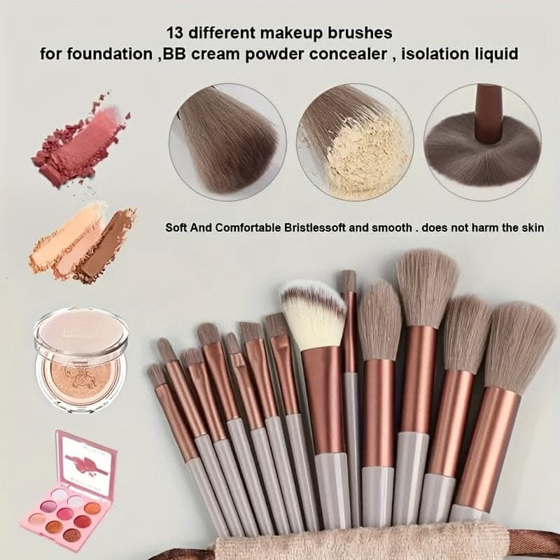 13 Pcs Soft Makeup Brushes For Foundation Blending, Eye Shadow Application