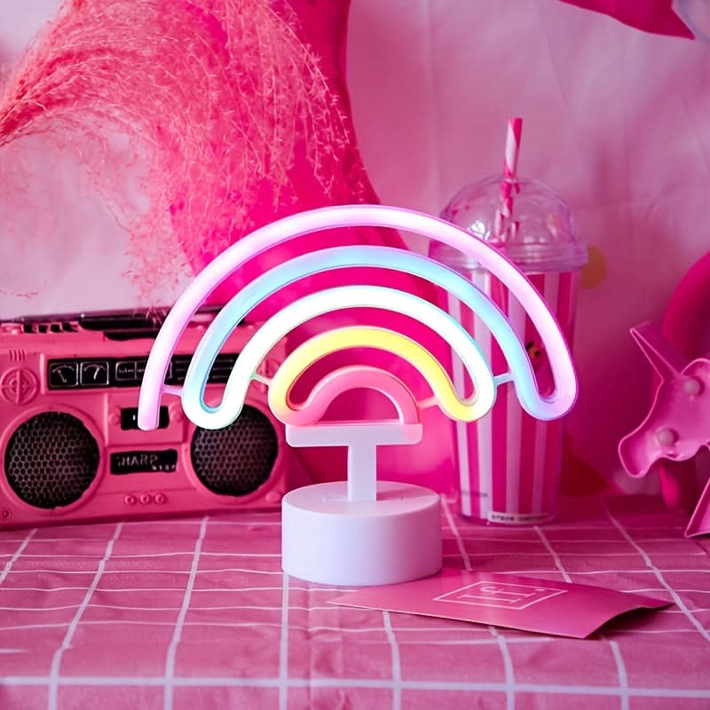 Battery-Powered Neon Rainbow Night Light Lamp