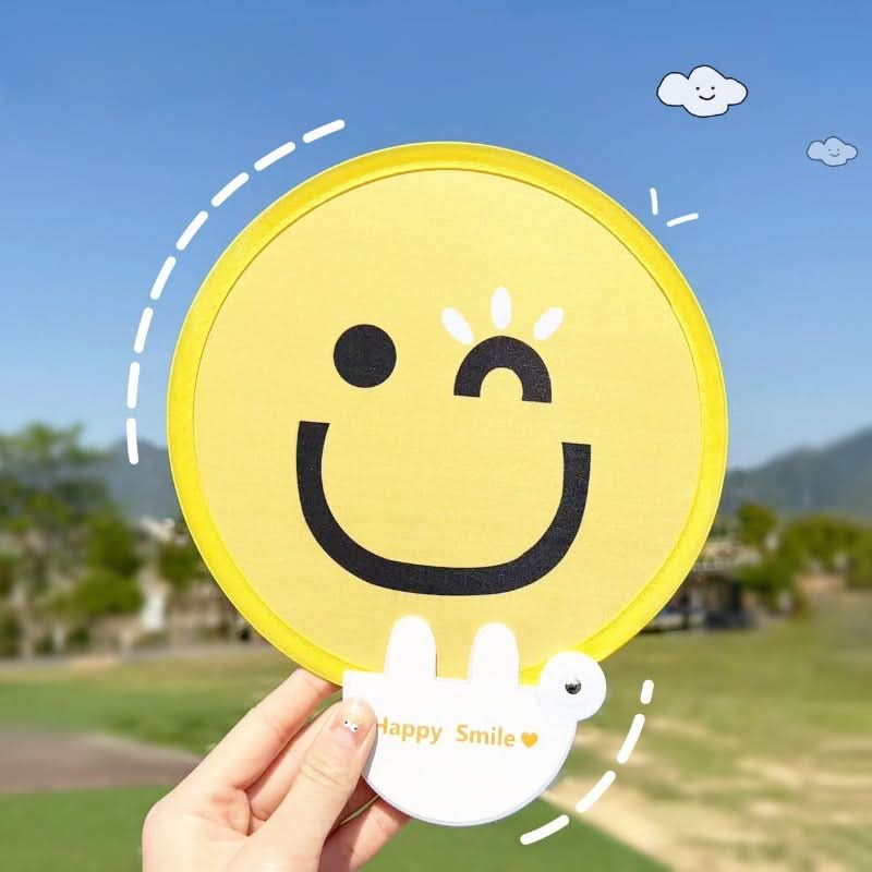 2pcs Cute Cartoon Face Handheld Fans – Portable Foldable Plastic Fan