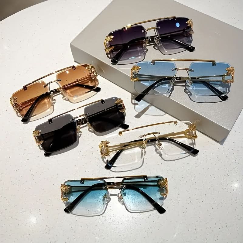 Vintage-Inspired Large Square Rimless Fashion Glasses