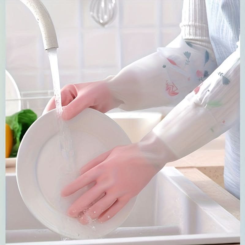 Reusable Long-Sleeve Waterproof Cleaning Gloves