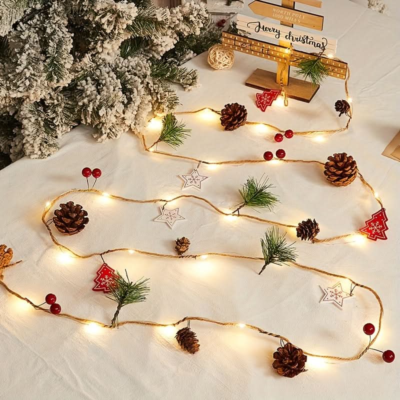 Christmas LED Decorative String Lights with Pinecones